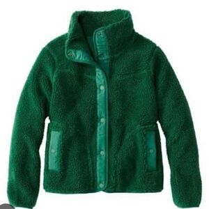 Women's Bean's Sherpa Fleece Jacket Green Size Small